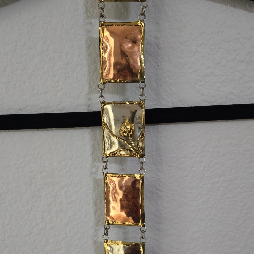 Vintage Copper and Gold Square Link Belt - Picture 2 of 4